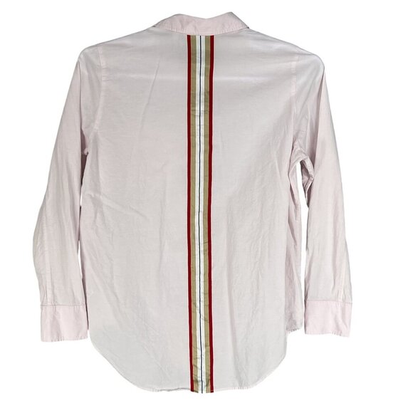 Athleta Women M Pale Pink Button Up Blouse Long Sleeve Back Stripe Casual Office - Picture 5 of 16